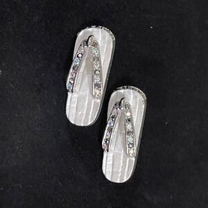 Sparkly Flip Flop set of 2, Rhinestone Pins, Brooches, Shiny Beach Vacation 1 in